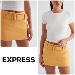 🆕 NWT Express Low Rise Twill Belted Mini Skort in Honey